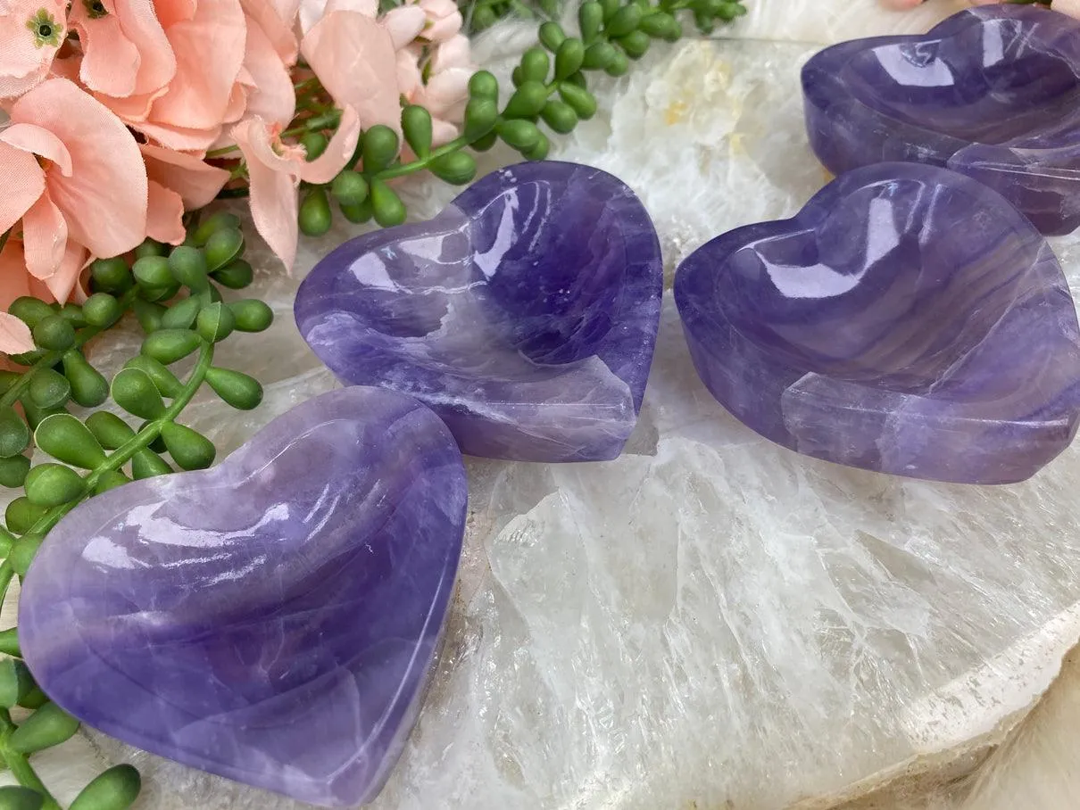 Heart Purple Fluorite Bowls