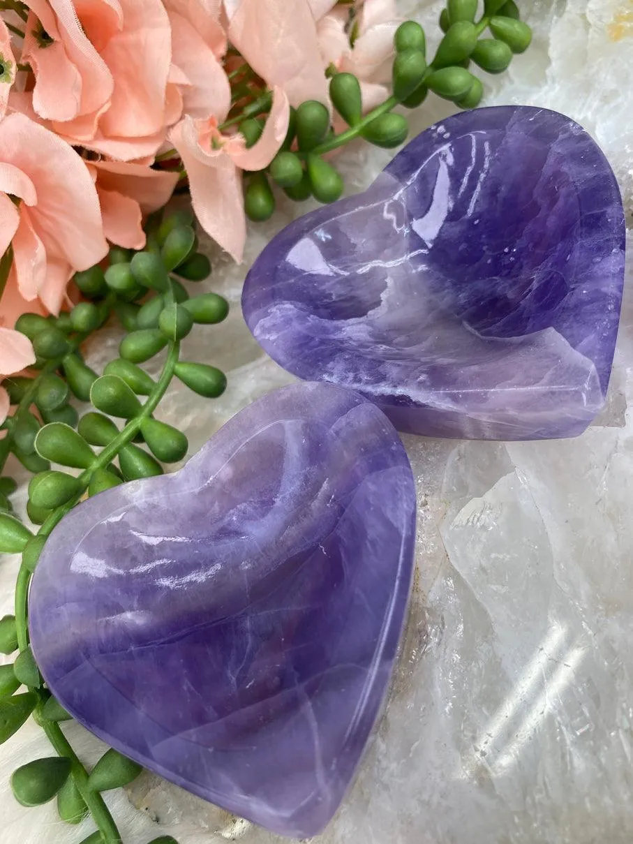 Heart Purple Fluorite Bowls