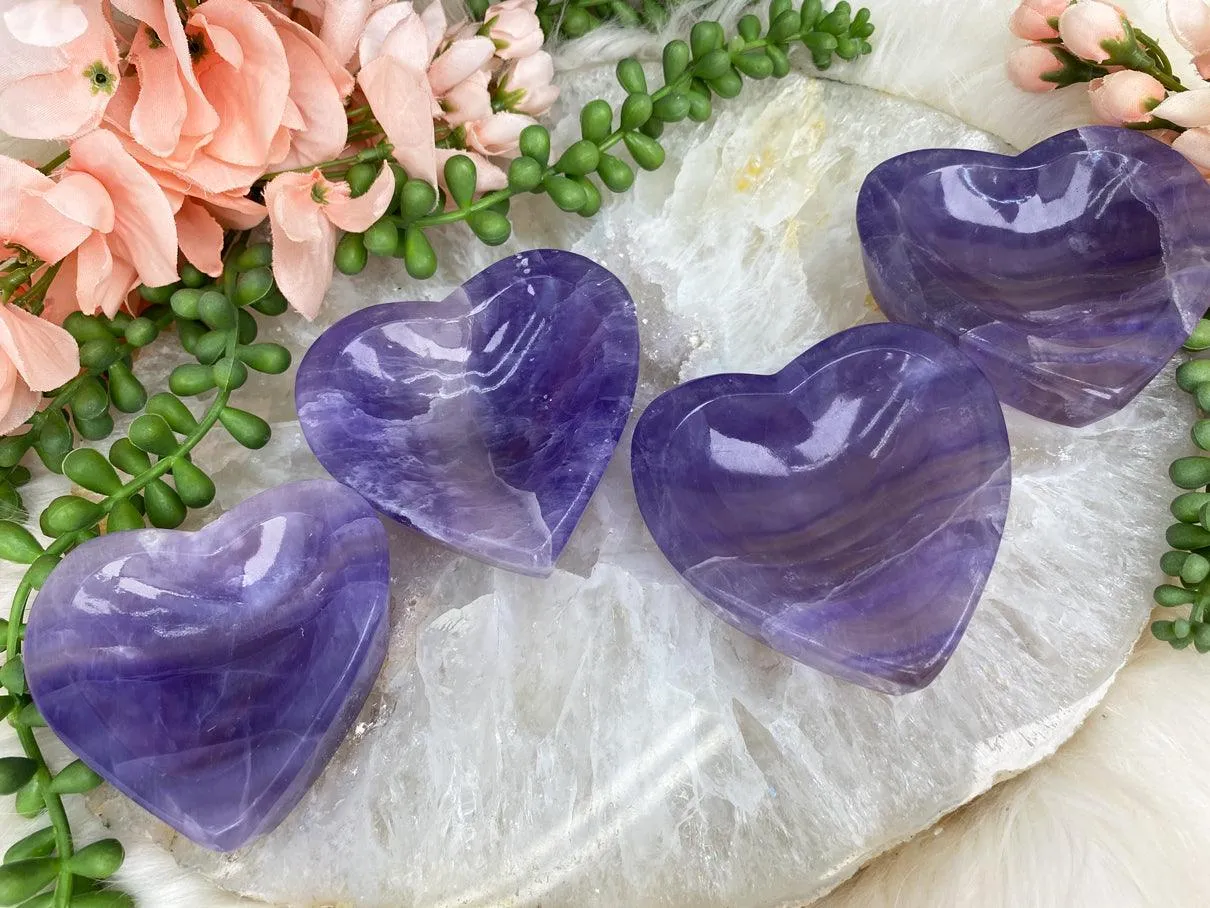 Heart Purple Fluorite Bowls