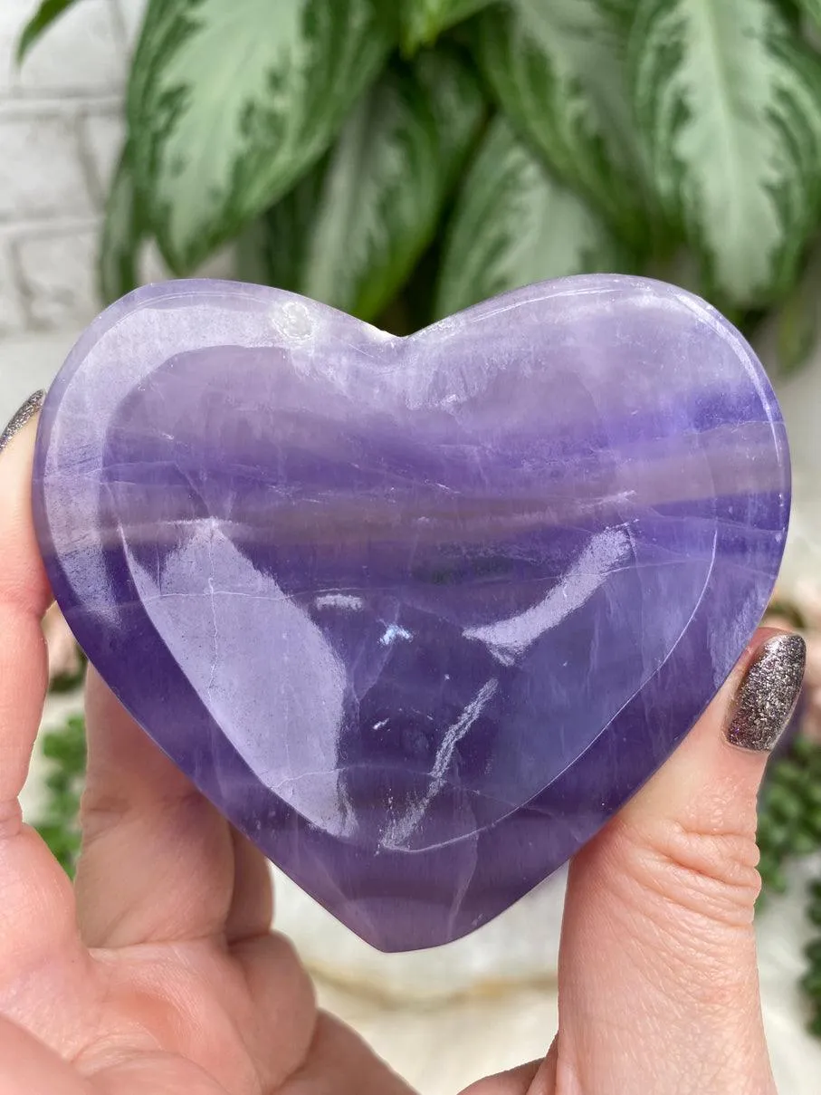 Heart Purple Fluorite Bowls