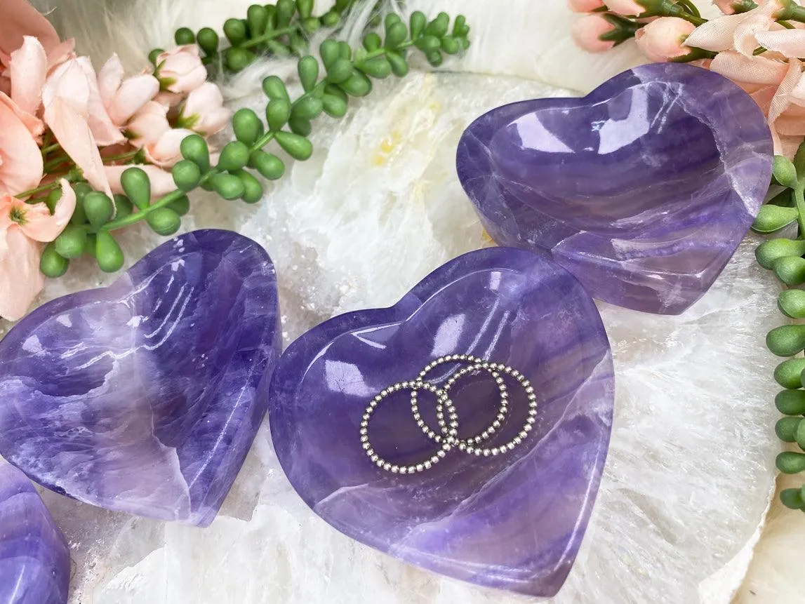 Heart Purple Fluorite Bowls