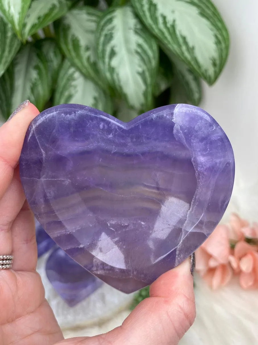 Heart Purple Fluorite Bowls