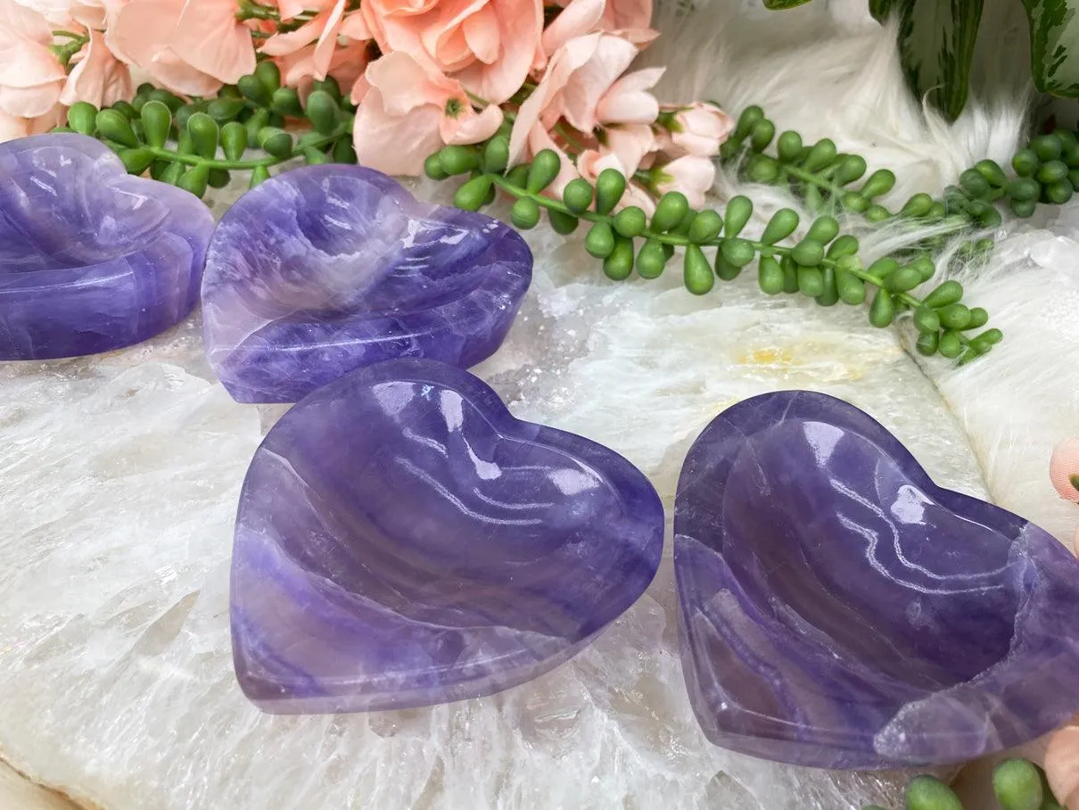 Heart Purple Fluorite Bowls