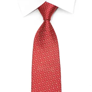 Indian Leaders Men's Silk Tie Trellis On Red Sparkling With Crystal Rhinestones