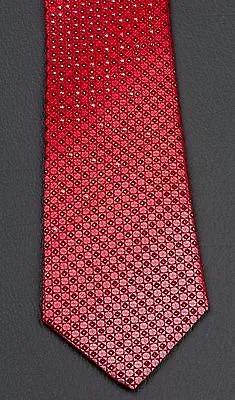 Lancetti Silk Neck Tie Red Checked With Silver Sparkles & Rhinestones 3 1/4 Inch