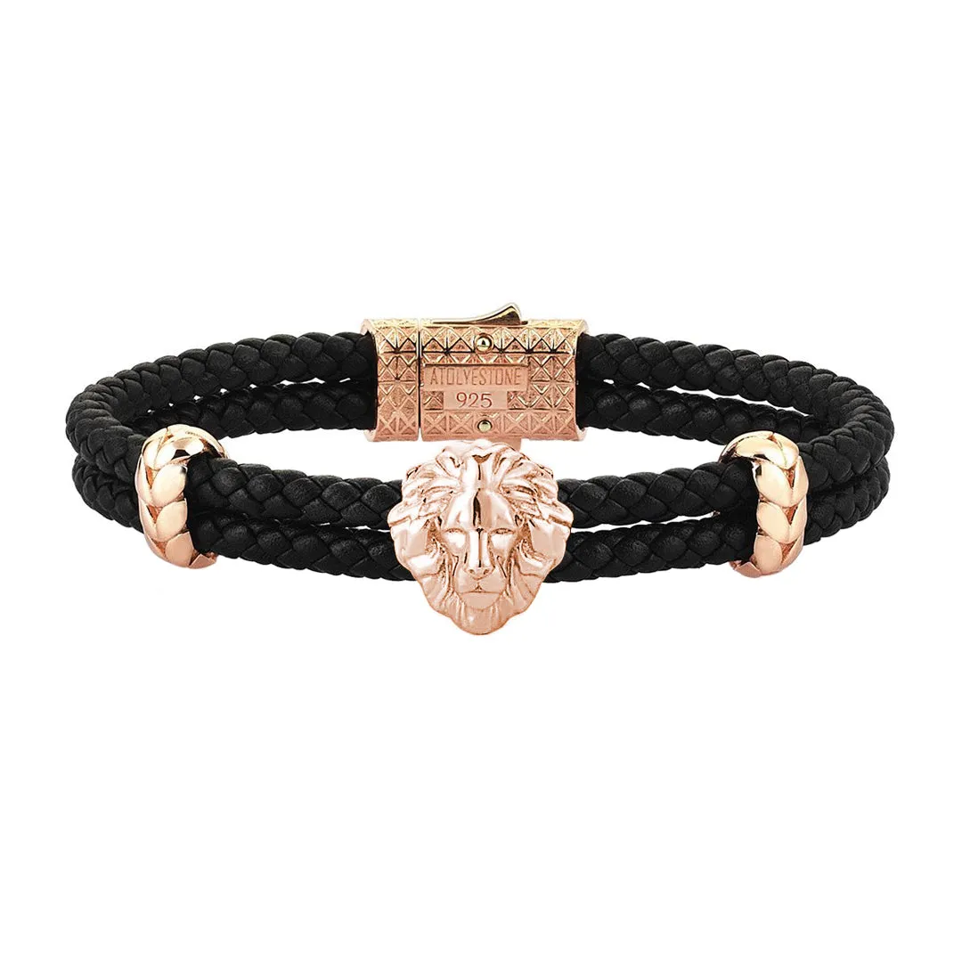 Leo Leather Bracelet - Solid Silver