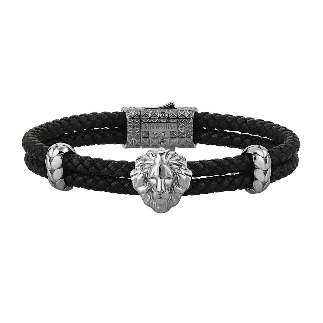 Leo Leather Bracelet - Solid Silver