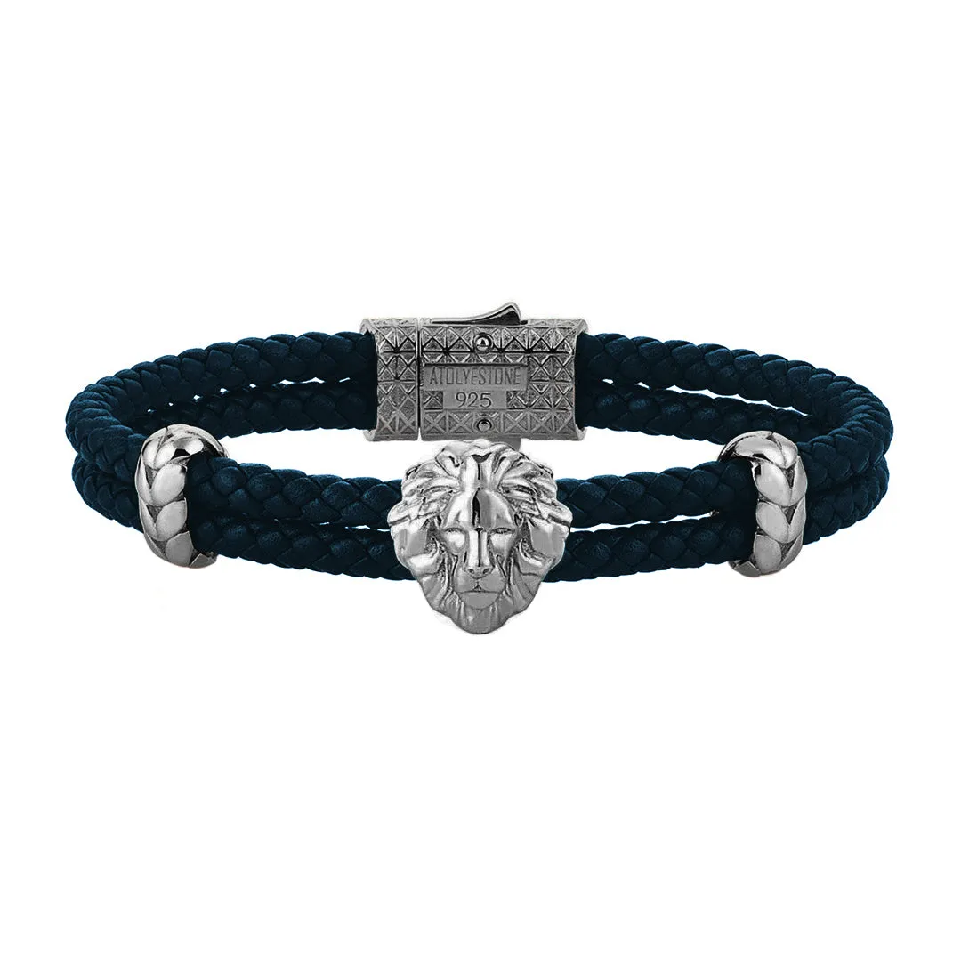 Leo Leather Bracelet - Solid Silver