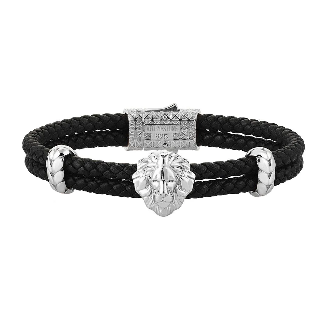 Leo Leather Bracelet - Solid Silver