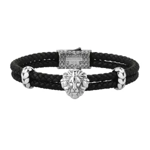 Leo Leather Bracelet - Solid Silver