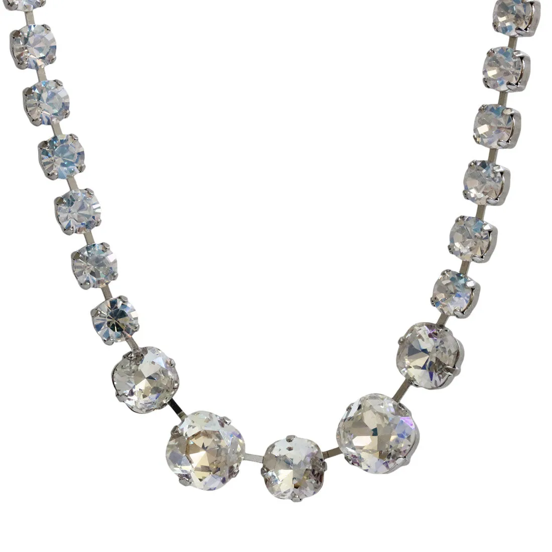 Mariana "Moonlight" Rhodium Plated Graduated Cushion Cut Crystal Necklace, 3326/3 001MOLro