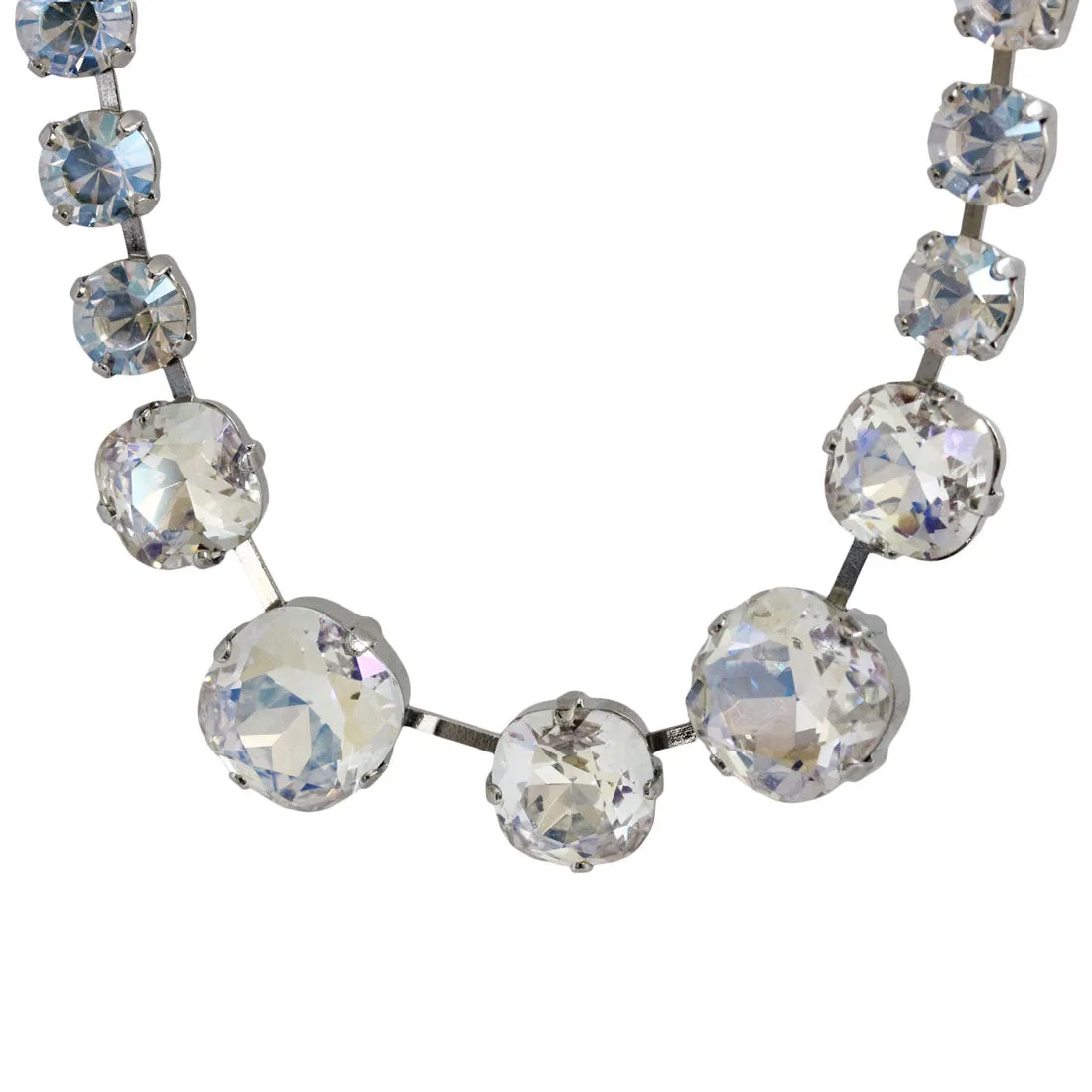 Mariana "Moonlight" Rhodium Plated Graduated Cushion Cut Crystal Necklace, 3326/3 001MOLro