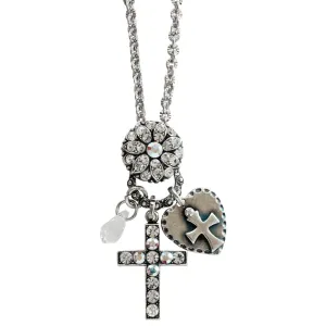 Mariana "On A Clear Day" Silver Plated Cross Charms Pendant Crystal Necklace, 52021/3 0011AB