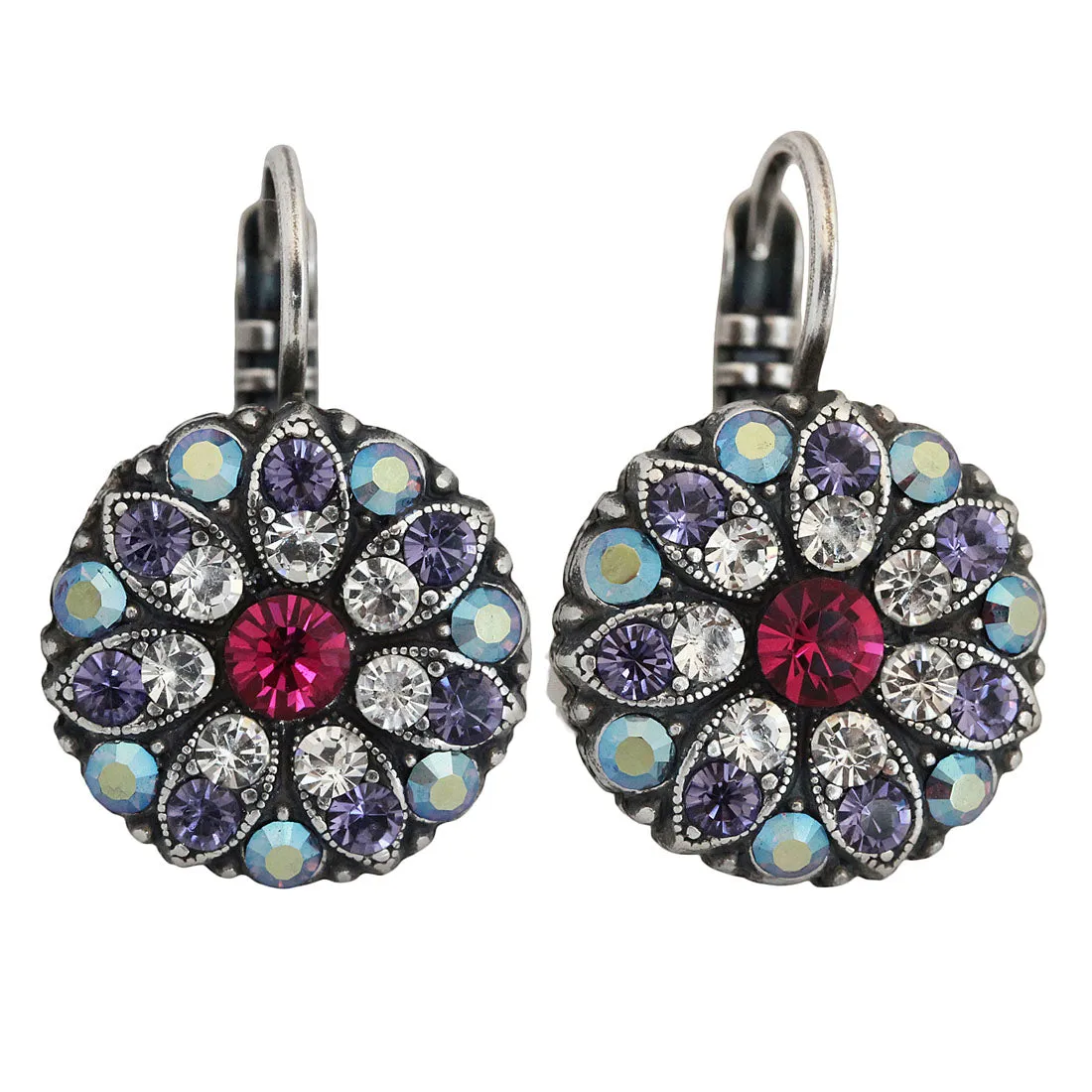 Mariana "Purple Fuchsia" Silver Plated Guardian Angel Crystal Earrings, 1029 300-1