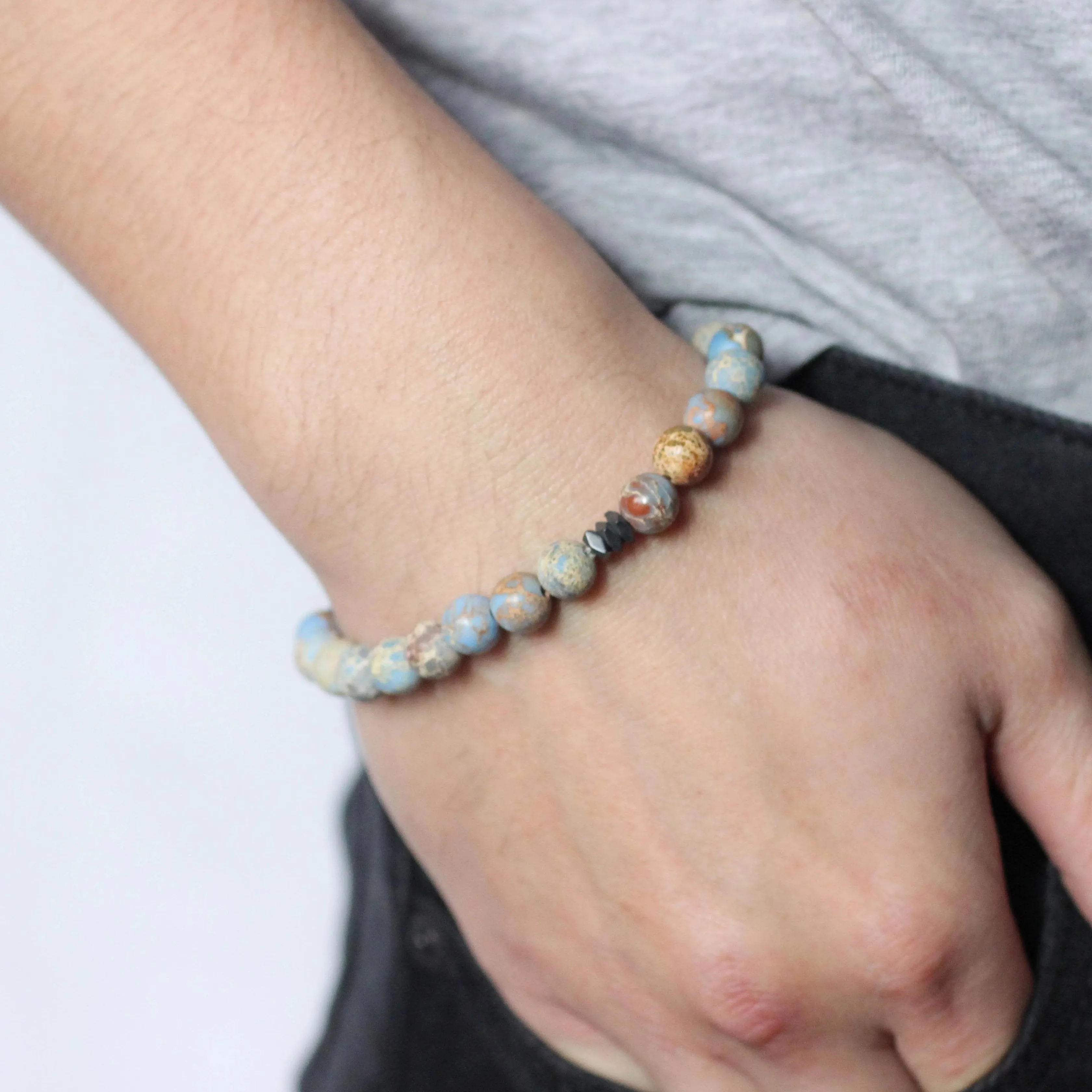 Men's Beaded Stone Bracelet-Roamer