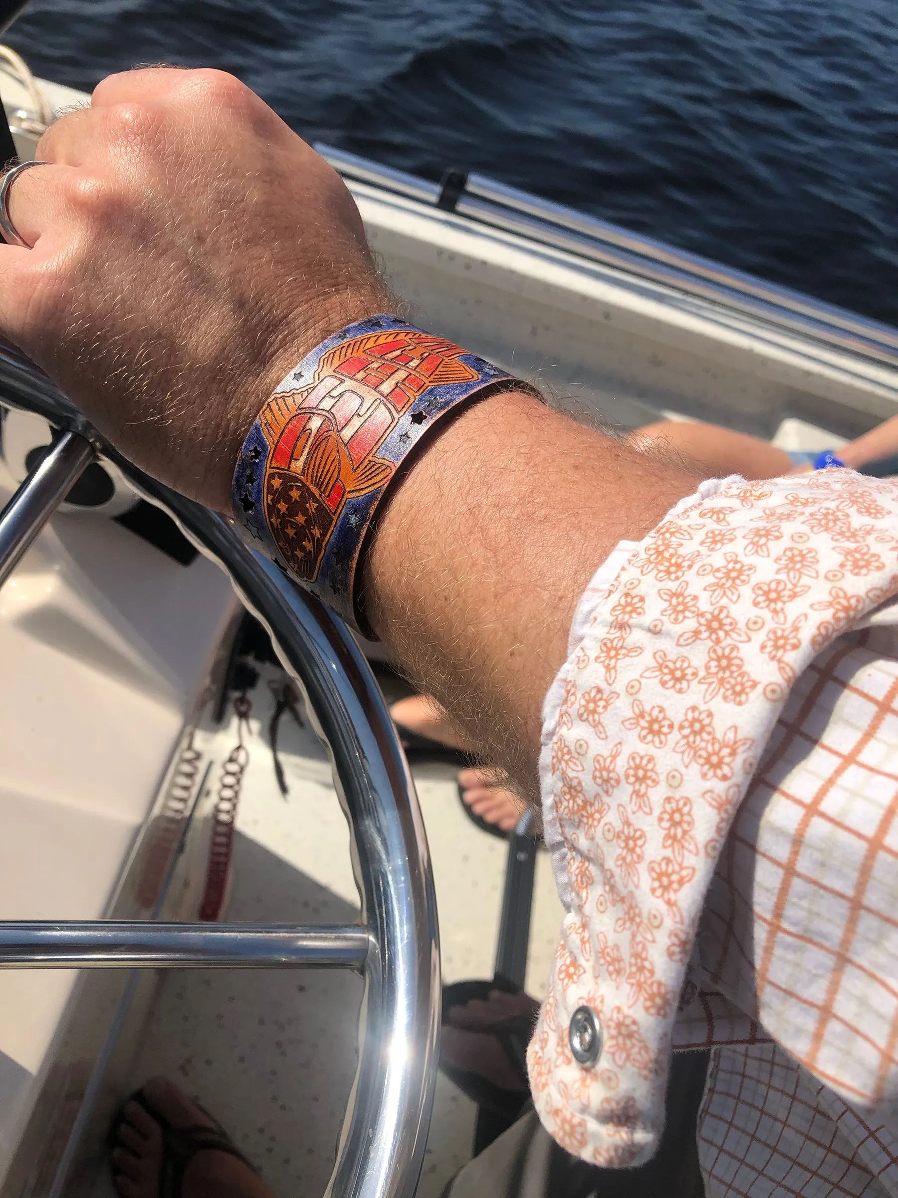 Men's Leather Wristband - Redfish Peace