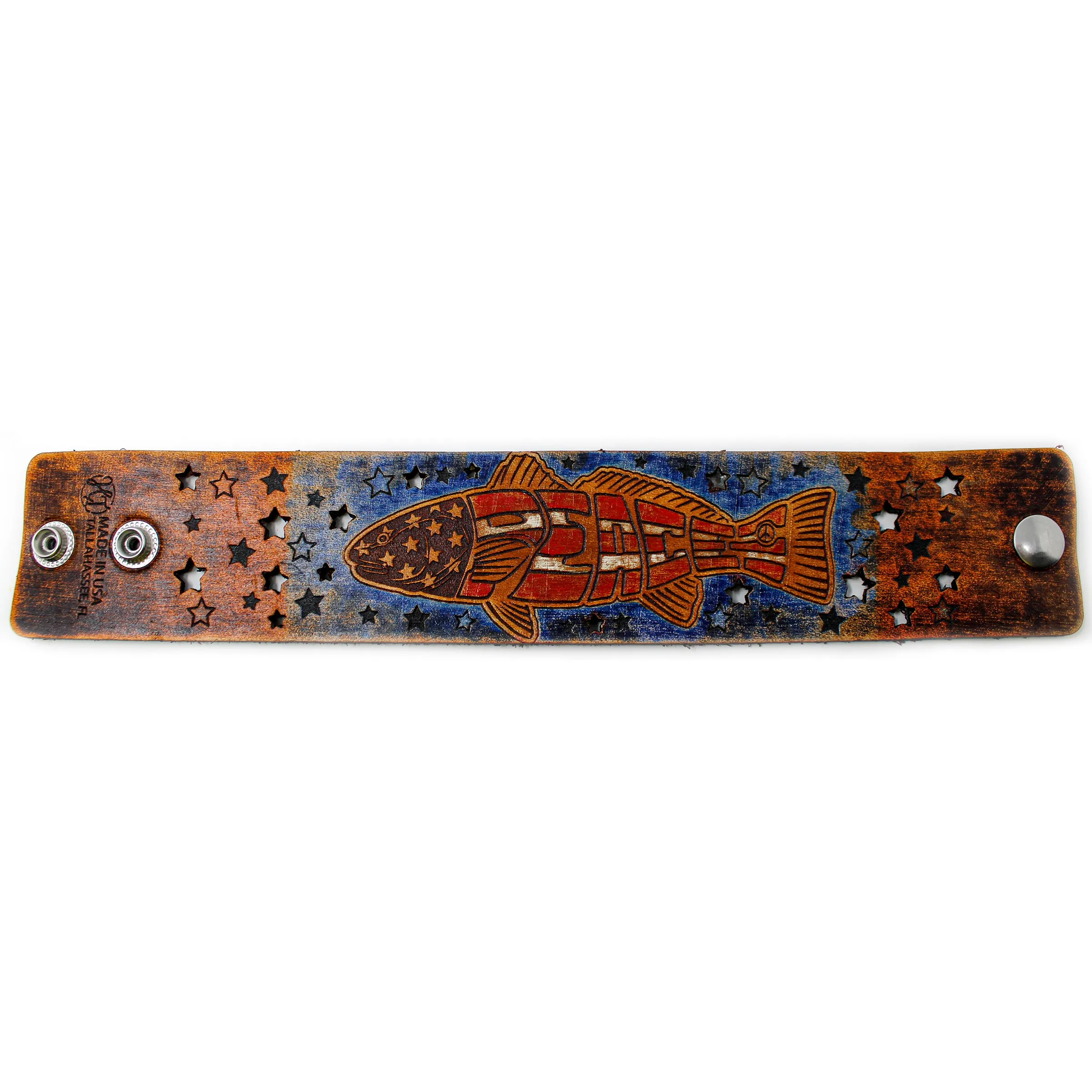 Men's Leather Wristband - Redfish Peace