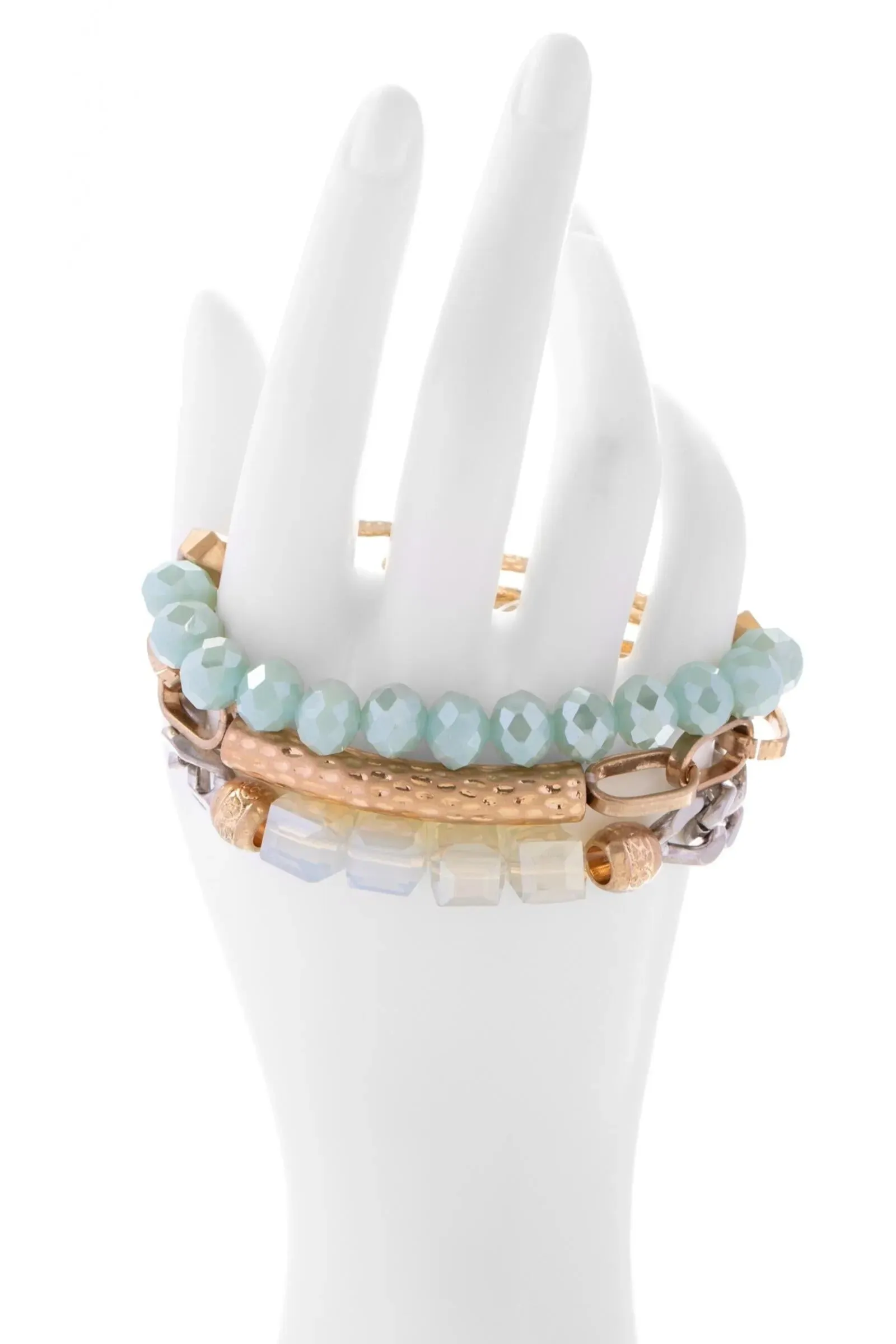 Metallic Beaded Chain Trio Bracelet