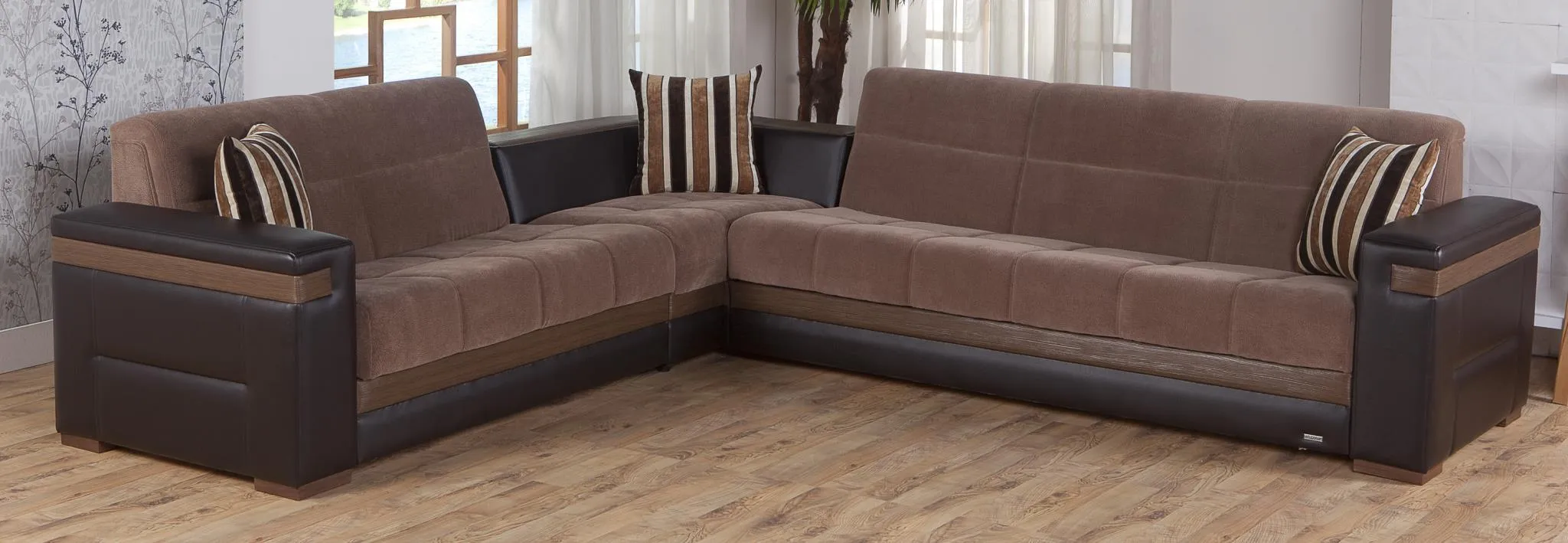 Moon Sectional (Troya Brown) W/Brown Vynil