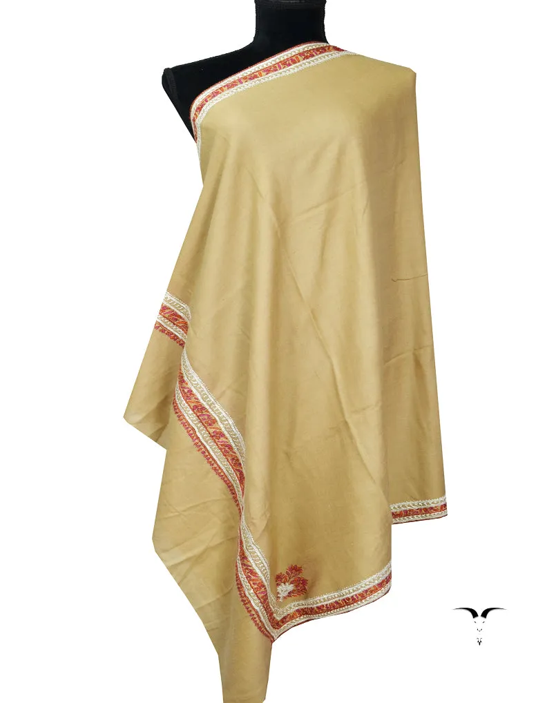 natural embroidery pashmina shawl - 7433