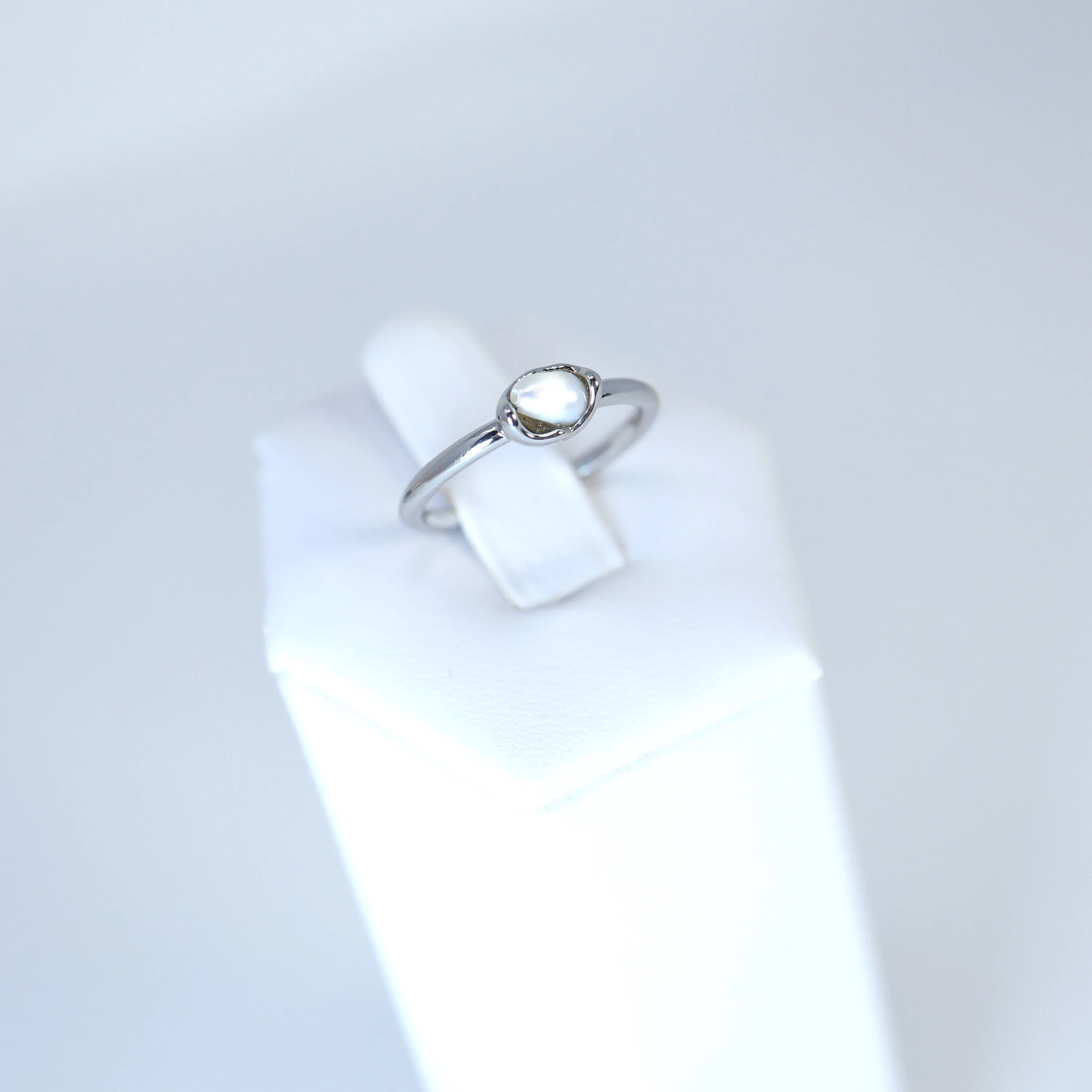 Natural Freshwater Pearl Statement Ring, Engagement Ring, Two Ring Set, Promise Ring For a Friend, Friendship ring.