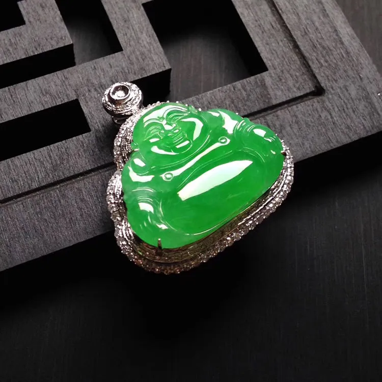 Natural Jade Pendant Jadeite Gold Buddha Pendant PT290