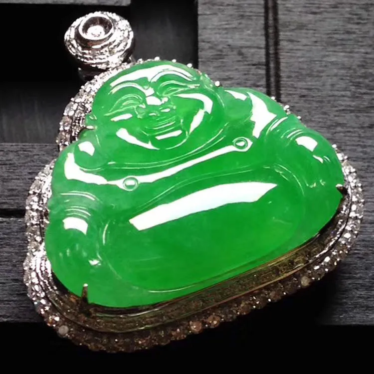 Natural Jade Pendant Jadeite Gold Buddha Pendant PT290