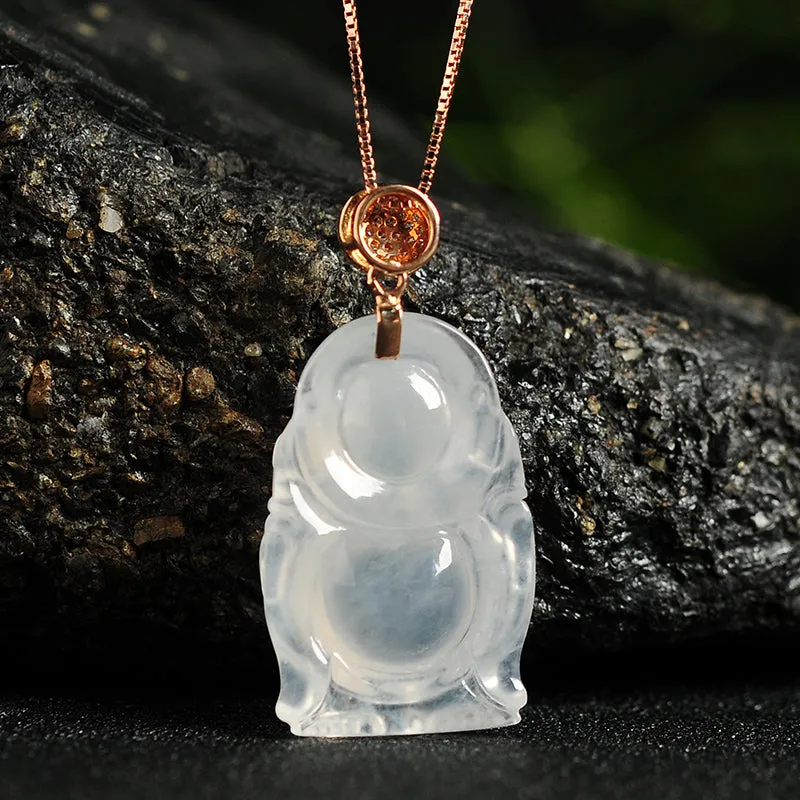 Natural Jade Pendant Jadeite Gold Buddha Pendant PT34