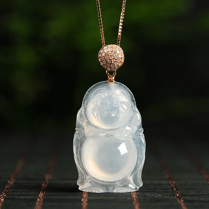 Natural Jade Pendant Jadeite Gold Buddha Pendant PT34