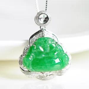 Natural Jade Pendant Jadeite Gold Buddha Pendant PT63