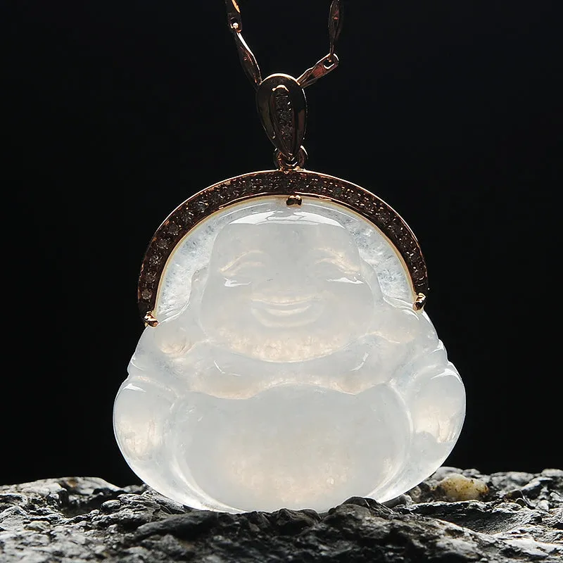 Natural Jade Pendant Jadeite Gold Buddha Pendant PT95