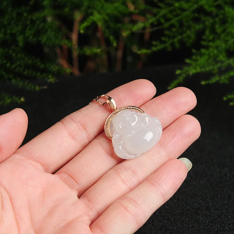 Natural Jade Pendant Jadeite Gold Buddha Pendant PT95