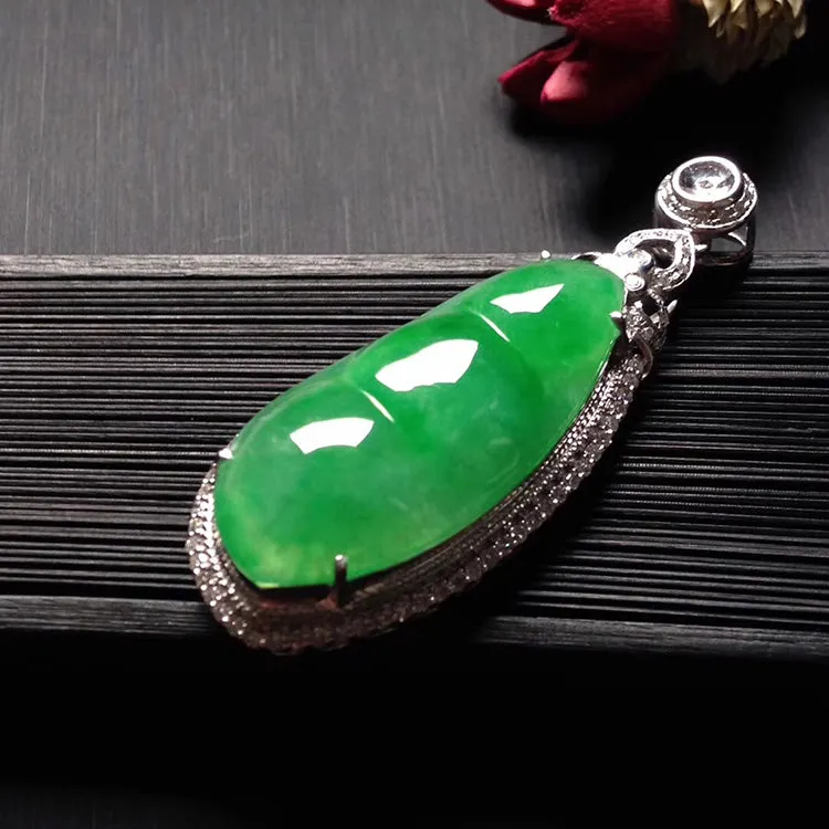 Natural Jade Pendant Jadeite Gold Pendant PT346