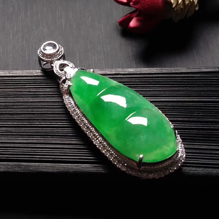 Natural Jade Pendant Jadeite Gold Pendant PT346