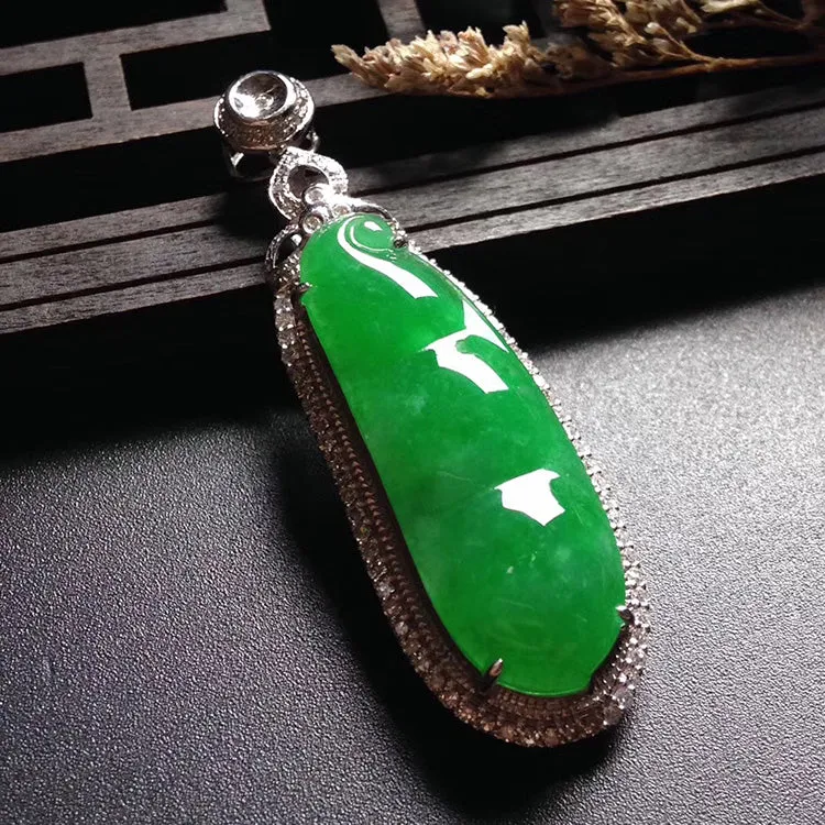 Natural Jade Pendant Jadeite Gold Pendant PT364