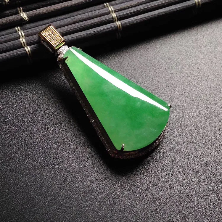 Natural Jade Pendant Jadeite Gold Pendant PT506