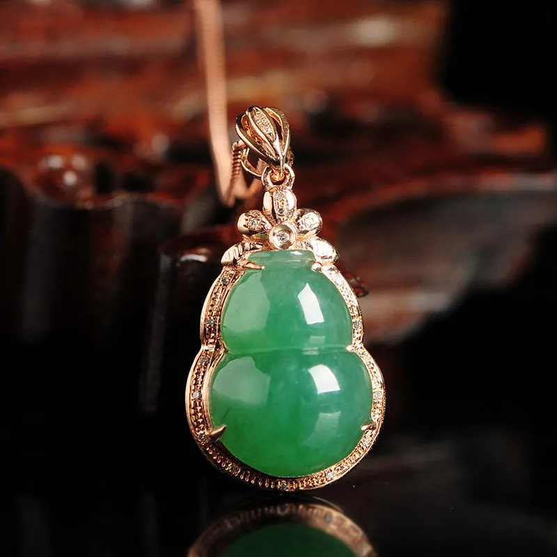 Natural Jade Pendant Jadeite Gold Pendant PT86