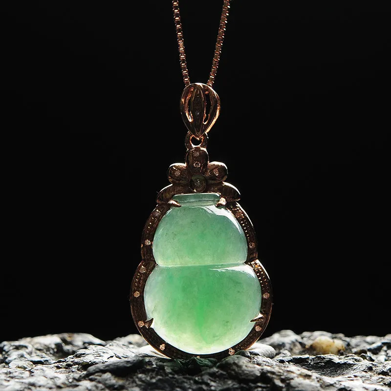 Natural Jade Pendant Jadeite Gold Pendant PT86