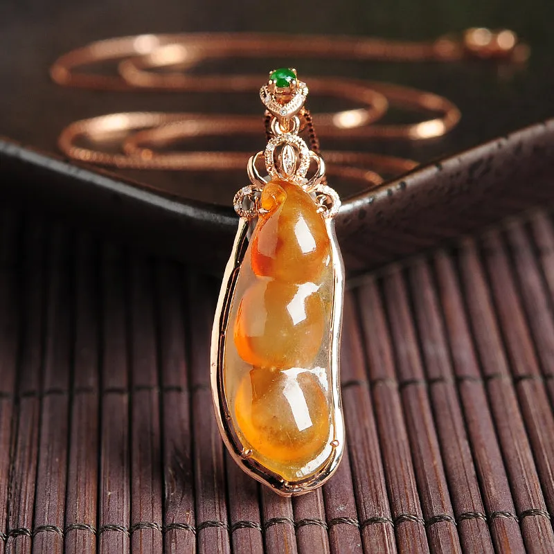 Natural Jade Pendant Jadeite Gold Pendant PT88