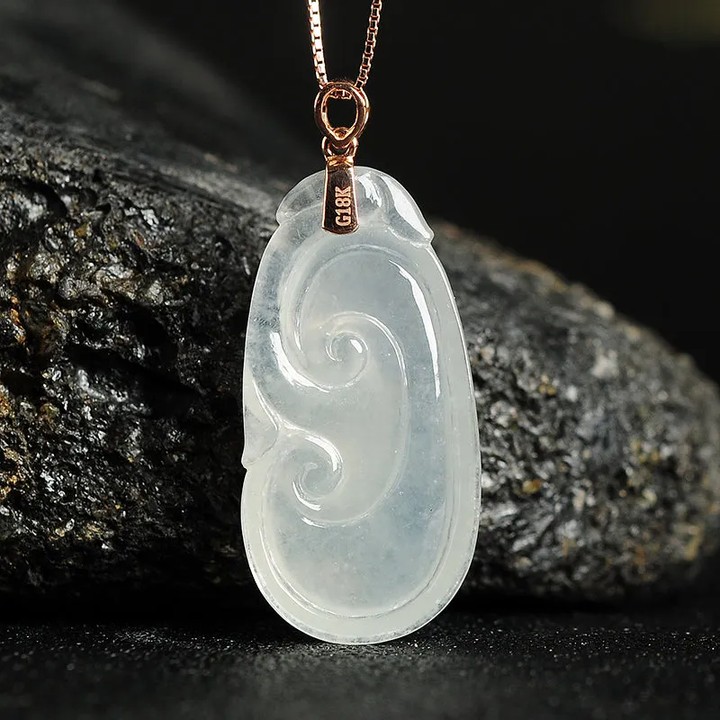 Natural Jade Pendant Jadeite Gold Ruyi Pendant PT100