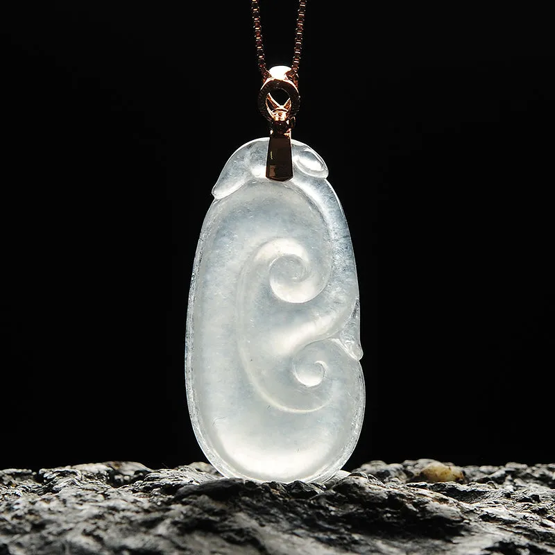 Natural Jade Pendant Jadeite Gold Ruyi Pendant PT100