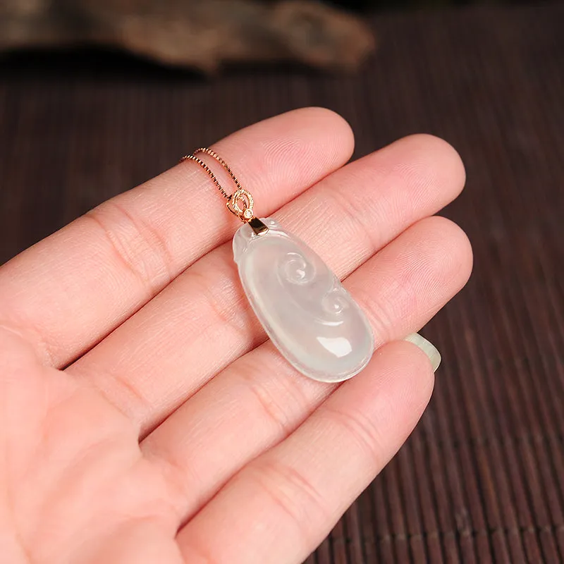 Natural Jade Pendant Jadeite Gold Ruyi Pendant PT100