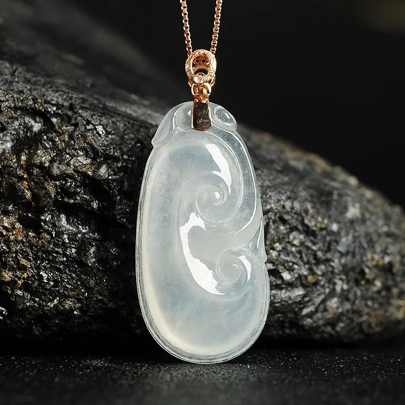 Natural Jade Pendant Jadeite Gold Ruyi Pendant PT100