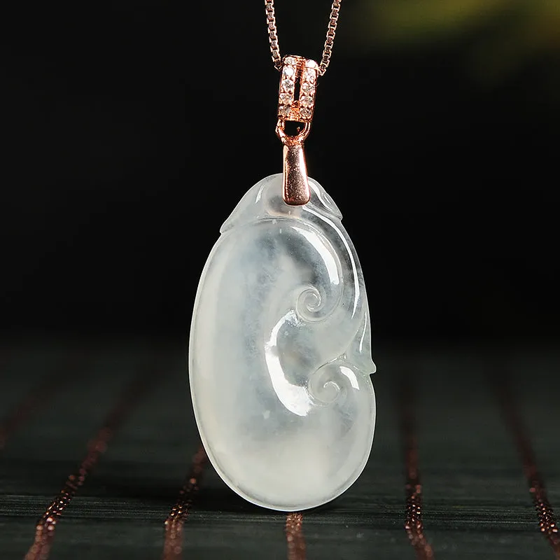 Natural Jade Pendant Jadeite Gold Ruyi Pendant PT109