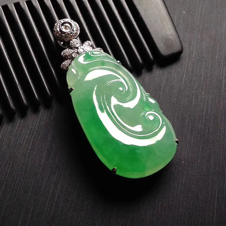 Natural Jade Pendant Jadeite Gold Ruyi Pendant PT367