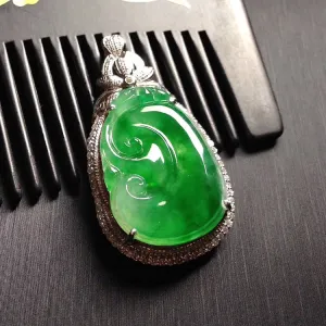 Natural Jade Pendant Jadeite Gold Ruyi Pendant PT438