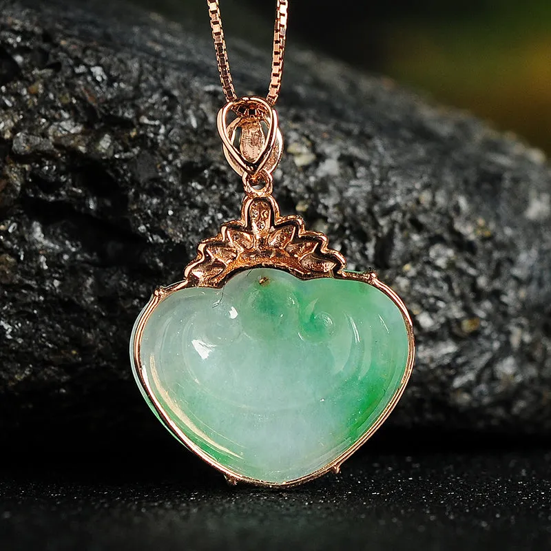 Natural Jade Pendant Jadeite Gold Ruyi Pendant PT99