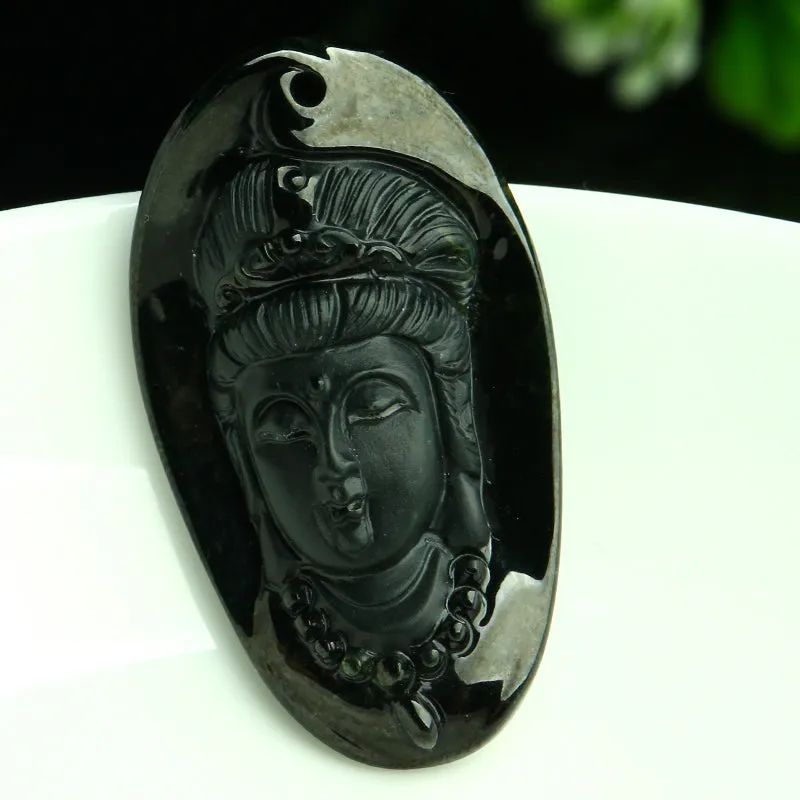 Natural Jade Pendant Jadeite Guanyin Pendant PT110