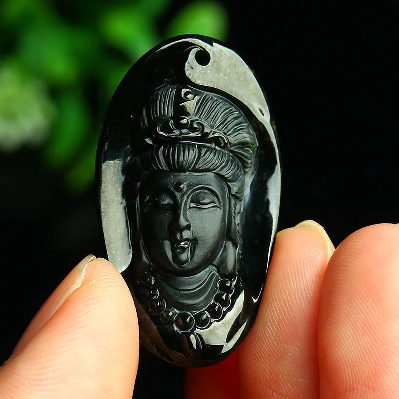 Natural Jade Pendant Jadeite Guanyin Pendant PT110