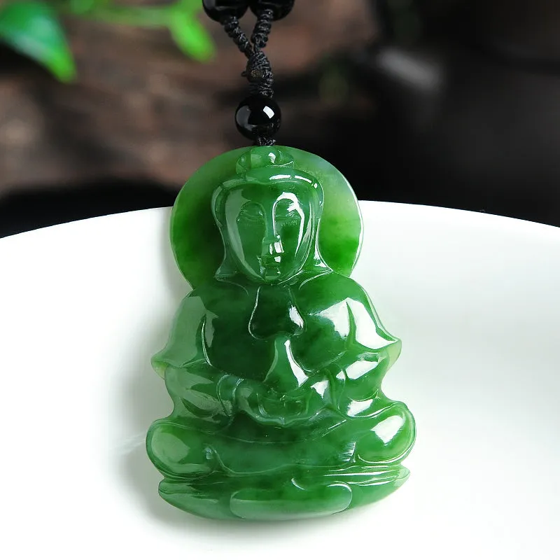 Natural Jade Pendant Nephrite Guanyin Pendant PT122